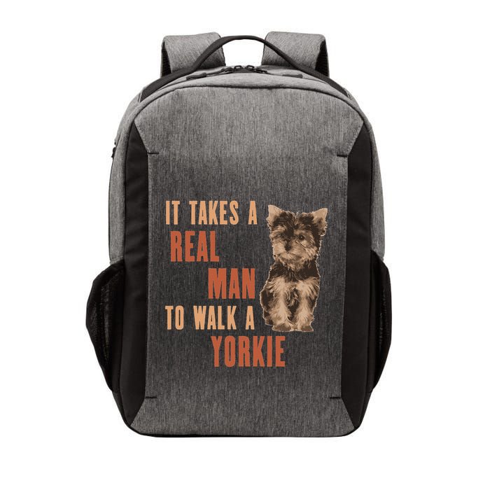 It Takes A Real Man To Walk A Yorkie Funny Dog Lover Vector Backpack