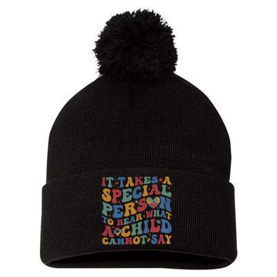 It Takes A Special Person To Hear What A Child Cannot Say Pom Pom 12in Knit Beanie
