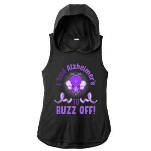 I Told Alzheimer's To Buzz Off Purple Ribbon Bee Ladies PosiCharge Tri-Blend Wicking Draft Hoodie Tank