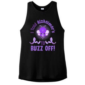 I Told Alzheimer's To Buzz Off Purple Ribbon Bee Ladies PosiCharge Tri-Blend Wicking Tank