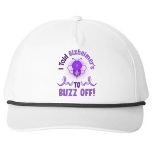 I Told Alzheimer's To Buzz Off Purple Ribbon Bee Snapback Five-Panel Rope Hat