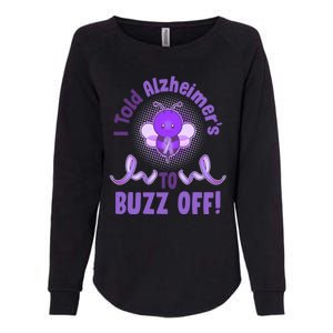 I Told Alzheimer's To Buzz Off Purple Ribbon Bee Womens California Wash Sweatshirt