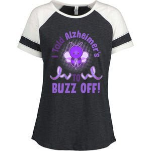 I Told Alzheimer's To Buzz Off Purple Ribbon Bee Enza Ladies Jersey Colorblock Tee