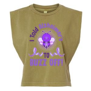 I Told Alzheimer's To Buzz Off Purple Ribbon Bee Garment-Dyed Women's Muscle Tee