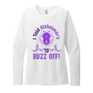 I Told Alzheimer's To Buzz Off Purple Ribbon Bee Womens CVC Long Sleeve Shirt