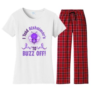 I Told Alzheimer's To Buzz Off Purple Ribbon Bee Women's Flannel Pajama Set