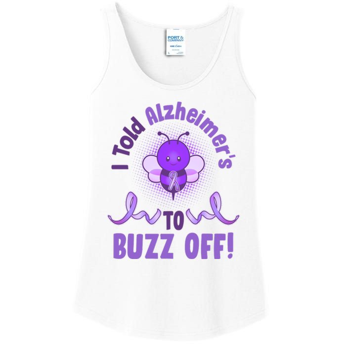 I Told Alzheimer's To Buzz Off Purple Ribbon Bee Ladies Essential Tank