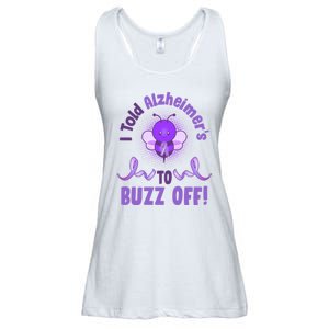 I Told Alzheimer's To Buzz Off Purple Ribbon Bee Ladies Essential Flowy Tank