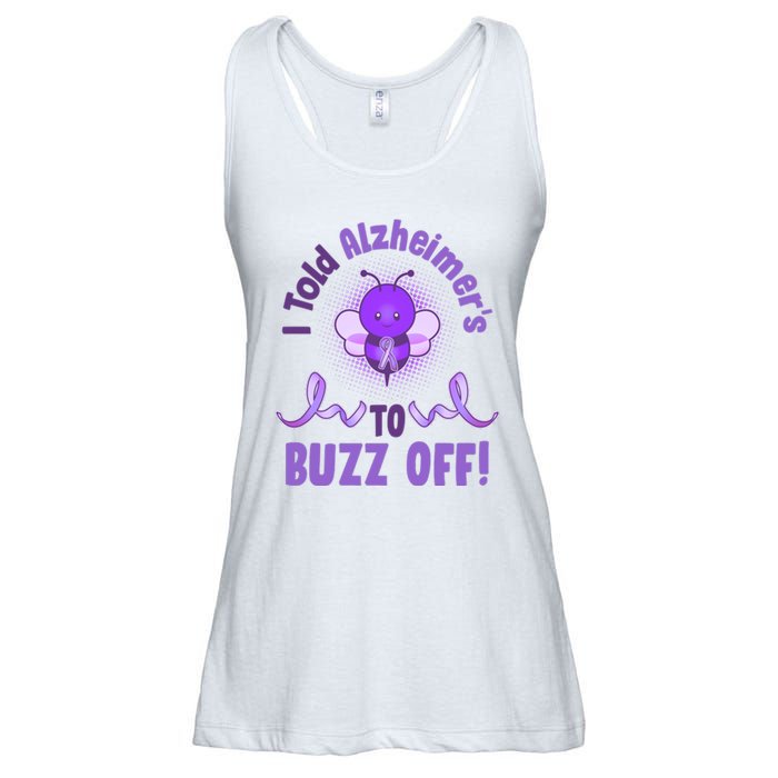 I Told Alzheimer's To Buzz Off Purple Ribbon Bee Ladies Essential Flowy Tank