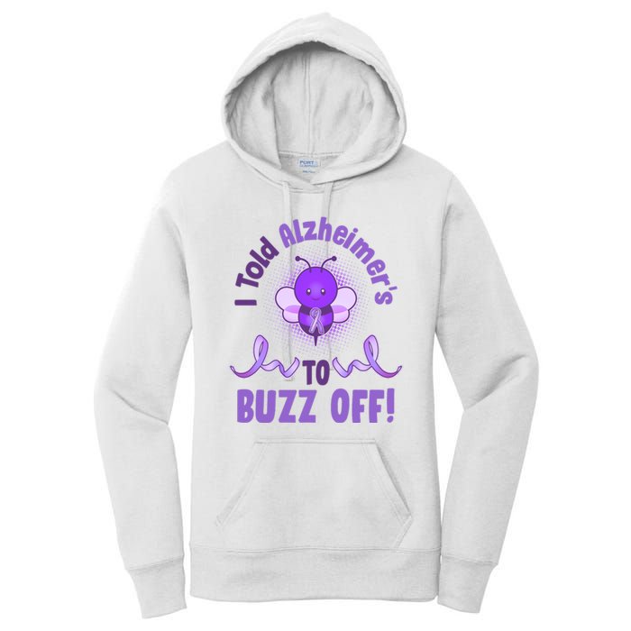 I Told Alzheimer's To Buzz Off Purple Ribbon Bee Women's Pullover Hoodie