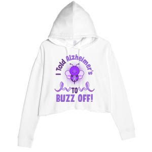 I Told Alzheimer's To Buzz Off Purple Ribbon Bee Crop Fleece Hoodie