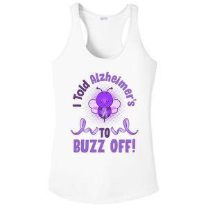 I Told Alzheimer's To Buzz Off Purple Ribbon Bee Ladies PosiCharge Competitor Racerback Tank