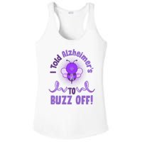 I Told Alzheimer's To Buzz Off Purple Ribbon Bee Ladies PosiCharge Competitor Racerback Tank