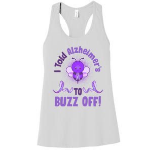 I Told Alzheimer's To Buzz Off Purple Ribbon Bee Women's Racerback Tank