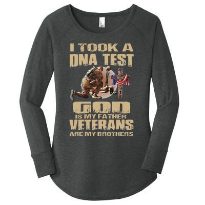 I Took A Dna Test God Is My Father Veterans Are My Brothers Women's Perfect Tri Tunic Long Sleeve Shirt