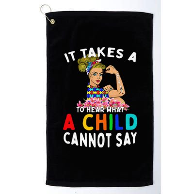 It Takes A Special Mom To Hear A Child Autism Awareness Gift Platinum Collection Golf Towel