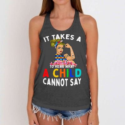 It Takes A Special Mom To Hear A Child Autism Awareness Gift Women's Knotted Racerback Tank