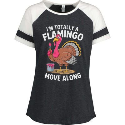 IM Totally A Flamingo Move Along Funny Thanksgiving Turkey Enza Ladies Jersey Colorblock Tee