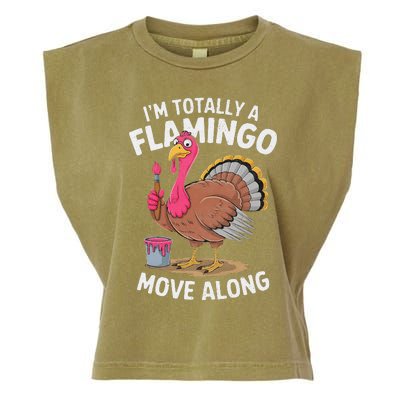 IM Totally A Flamingo Move Along Funny Thanksgiving Turkey Garment-Dyed Women's Muscle Tee