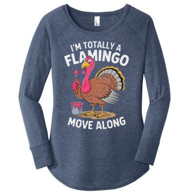 IM Totally A Flamingo Move Along Funny Thanksgiving Turkey Women's Perfect Tri Tunic Long Sleeve Shirt