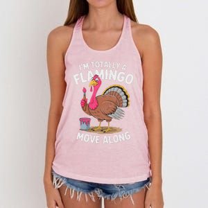 IM Totally A Flamingo Move Along Funny Thanksgiving Turkey Women's Knotted Racerback Tank