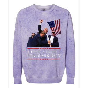 I Took A Bullet For Democracy Expresident Saying Election Colorblast Crewneck Sweatshirt