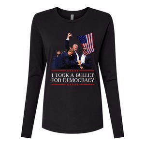 I Took A Bullet For Democracy Expresident Saying Election Womens Cotton Relaxed Long Sleeve T-Shirt