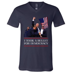 I Took A Bullet For Democracy Expresident Saying Election V-Neck T-Shirt