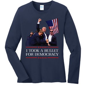 I Took A Bullet For Democracy Expresident Saying Election Ladies Long Sleeve Shirt