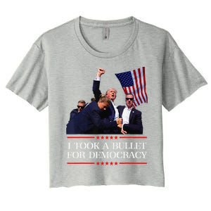 I Took A Bullet For Democracy Expresident Saying Election Women's Crop Top Tee