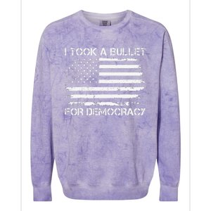 I Took A Bullet For Democracy Funny For Democracy Funny Political American Quote Colorblast Crewneck Sweatshirt