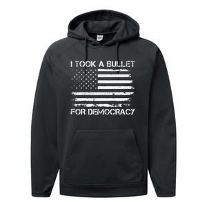 I Took A Bullet For Democracy Funny For Democracy Funny Political American Quote Performance Fleece Hoodie