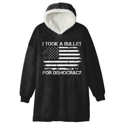 I Took A Bullet For Democracy Funny For Democracy Funny Political American Quote Hooded Wearable Blanket