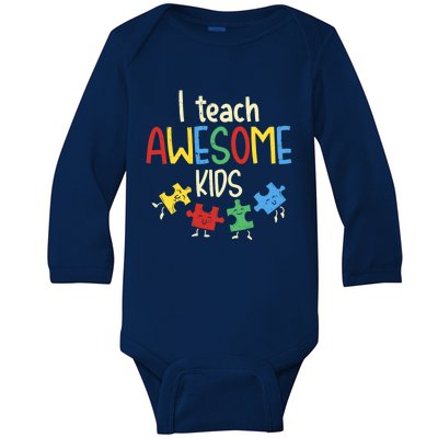 I Teach Awesome Autism Special Education Teacher Baby Long Sleeve Bodysuit