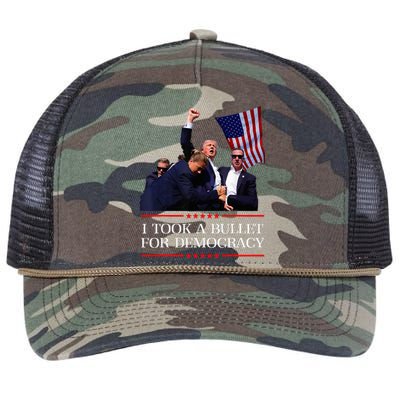 I Took A Bullet For Democracy Expresident Saying Election Retro Rope Trucker Hat Cap