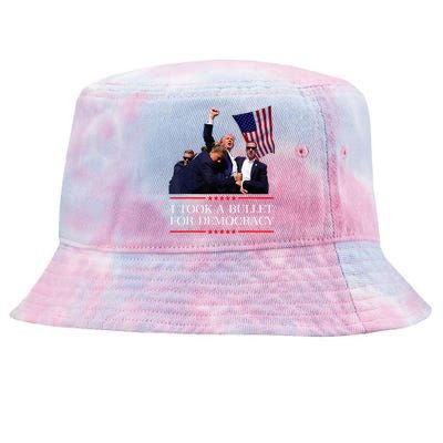 I Took A Bullet For Democracy Expresident Saying Election Tie-Dyed Bucket Hat