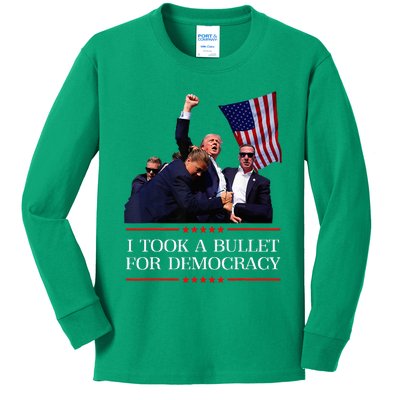 I Took A Bullet For Democracy Expresident Saying Election Kids Long Sleeve Shirt