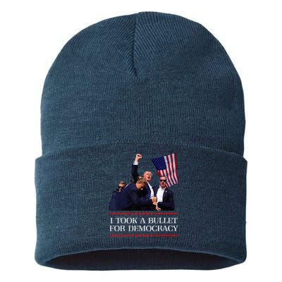 I Took A Bullet For Democracy Expresident Saying Election Sustainable Knit Beanie