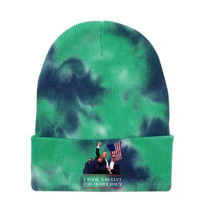 I Took A Bullet For Democracy Expresident Saying Election Tie Dye 12in Knit Beanie