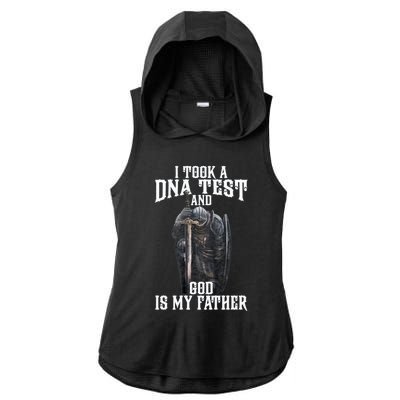 I Took A Dna Test And God Is My Father Ladies PosiCharge Tri-Blend Wicking Draft Hoodie Tank