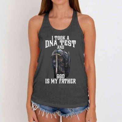 I Took A Dna Test And God Is My Father Women's Knotted Racerback Tank