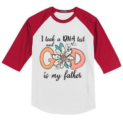 I Took A Dna Test And God Is My Father Kids Colorblock Raglan Jersey