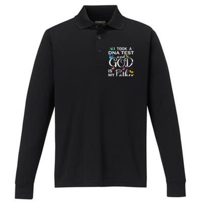 I Took A Dna Test And God Is My Father Performance Long Sleeve Polo