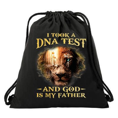 I Took A Dna Test And God Is My Father Lion Jesus Drawstring Bag