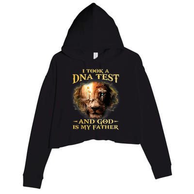 I Took A Dna Test And God Is My Father Lion Jesus Crop Fleece Hoodie