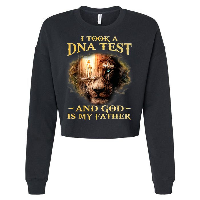 I Took A Dna Test And God Is My Father Lion Jesus Cropped Pullover Crew