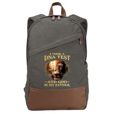 I Took A Dna Test And God Is My Father Lion Jesus Cotton Canvas Backpack