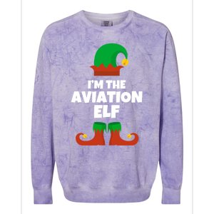 IM The Aviation Elf Family Pajama Christmas Aviator Pilot Cool Gift Colorblast Crewneck Sweatshirt