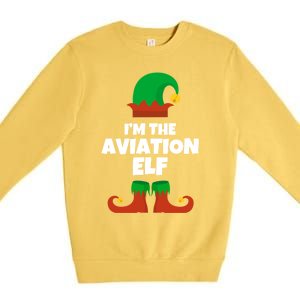 IM The Aviation Elf Family Pajama Christmas Aviator Pilot Cool Gift Premium Crewneck Sweatshirt