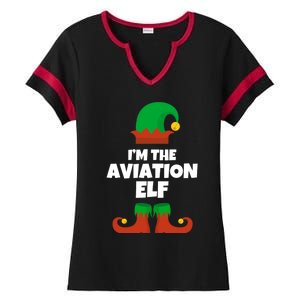 IM The Aviation Elf Family Pajama Christmas Aviator Pilot Cool Gift Ladies Halftime Notch Neck Tee